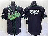 Men's Philadelphia Eagles Black Team Big Logo With C Patch Cool Base Stitched Baseball Jersey,baseball caps,new era cap wholesale,wholesale hats